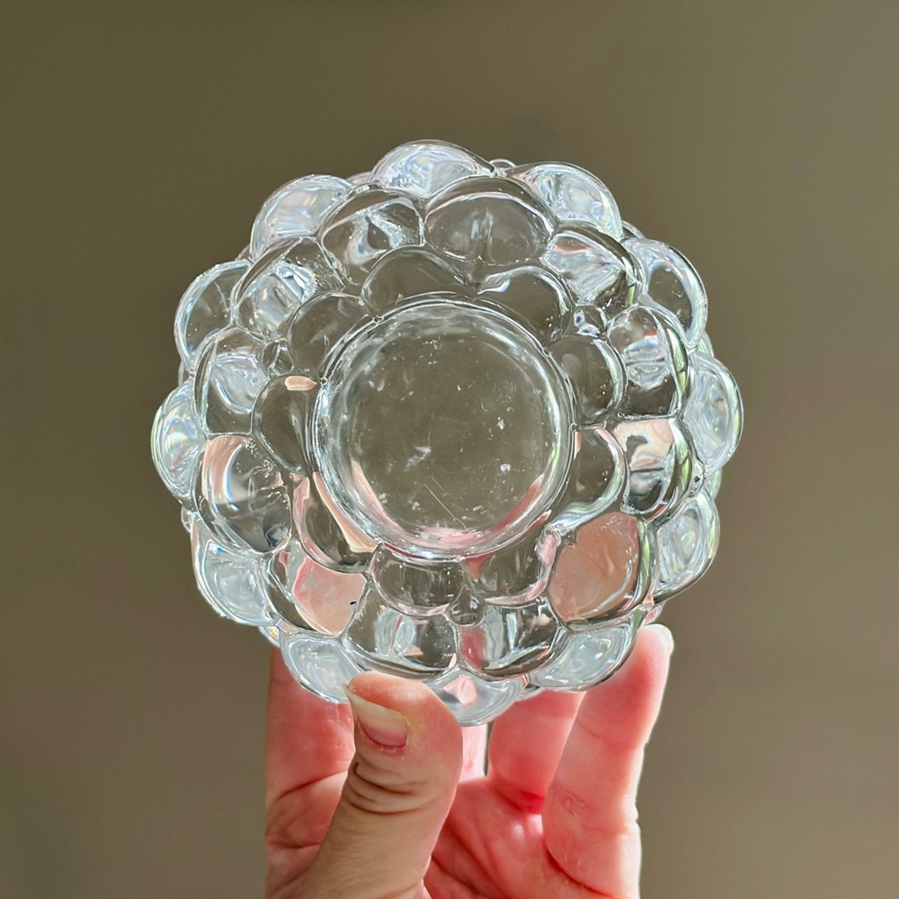 Orrefors raspberry glass votive